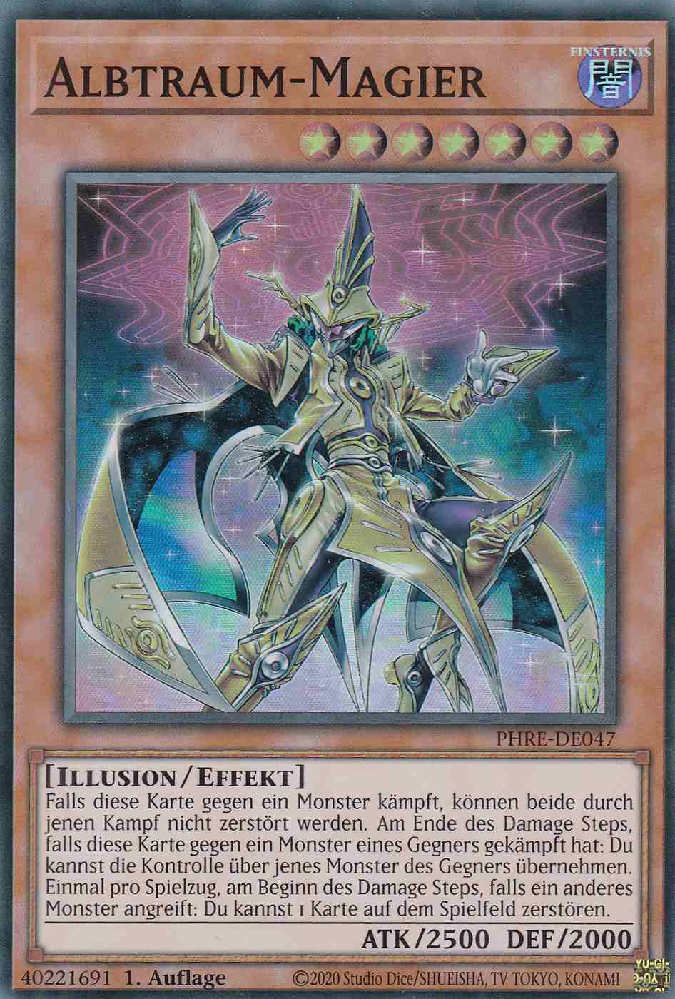 Albtraum-Magier Super Rare PHRE-DE047-S Yugioh Karte Albtraum-Magier PHRE-DE047-S ist in Super Rare Yu-Gi-Oh Karte aus Phantom Revenge 1.Auflage