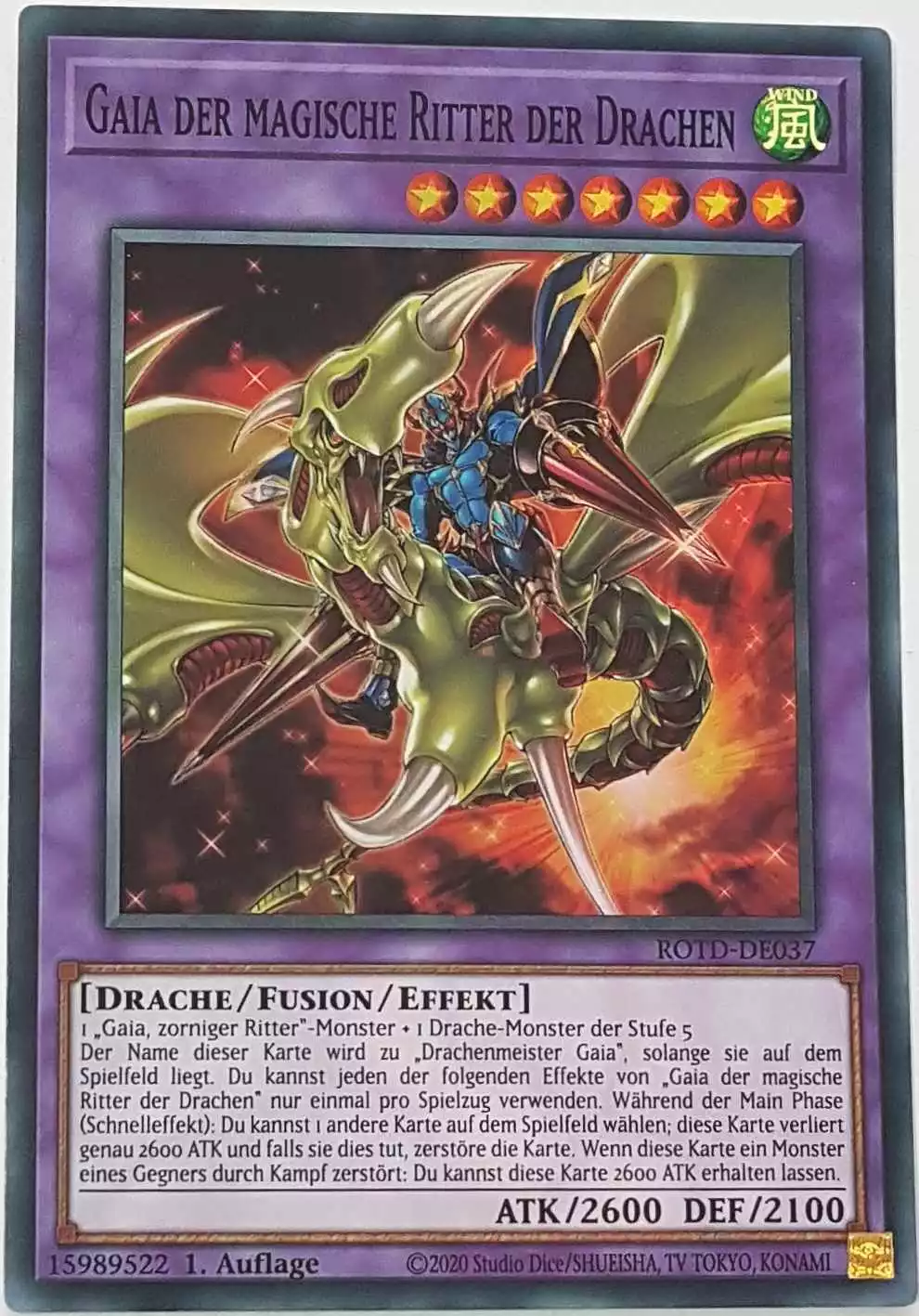Gaia der magische Ritter der Drachen ROTD-DE037 ist in Super Rare Yu-Gi-Oh Karte aus Rise of the Duelist 1.Auflage