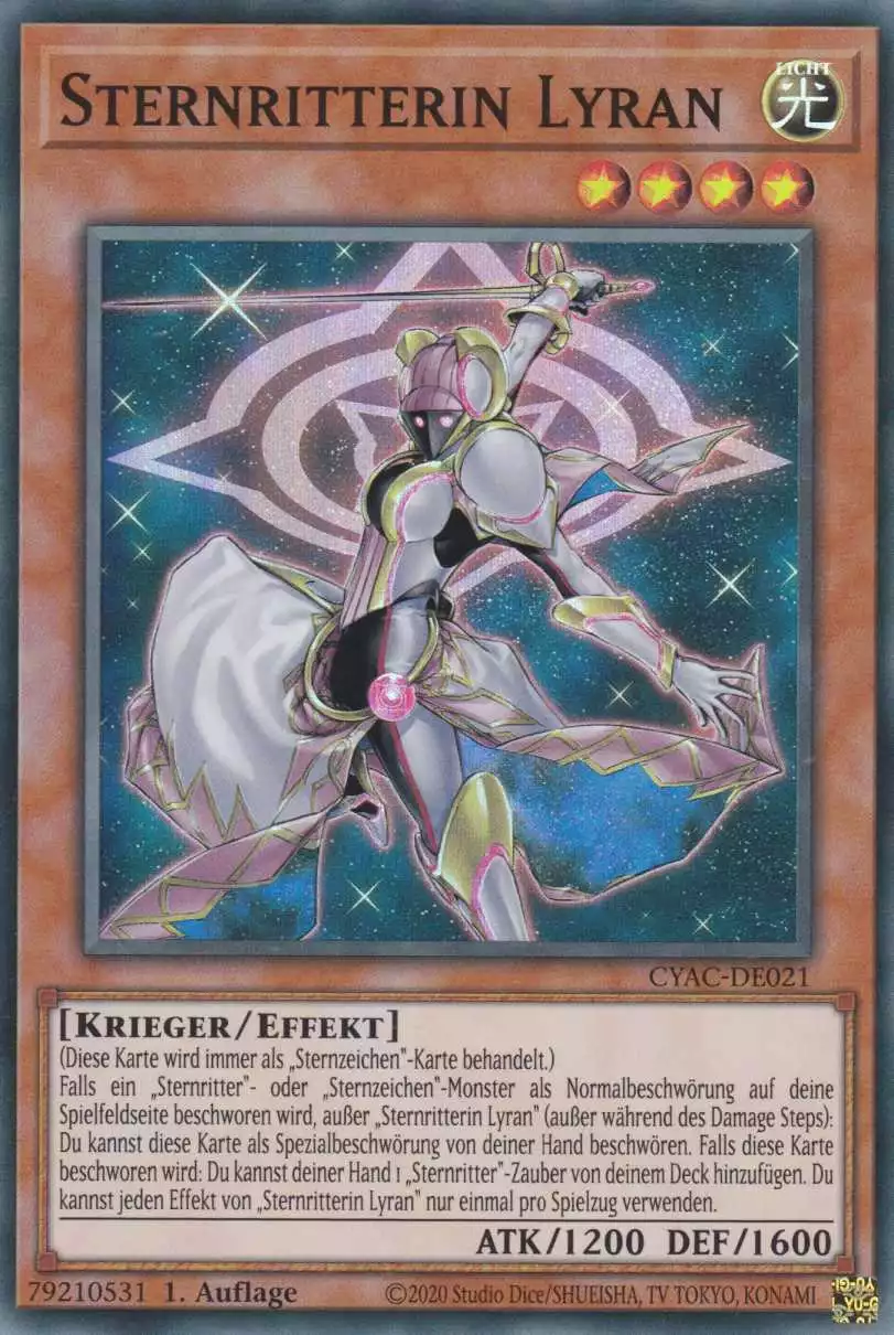 Sternritterin Lyran CYAC-DE021 ist in Super Rare Yu-Gi-Oh Karte aus Cyberstorm Access 1.Auflage
