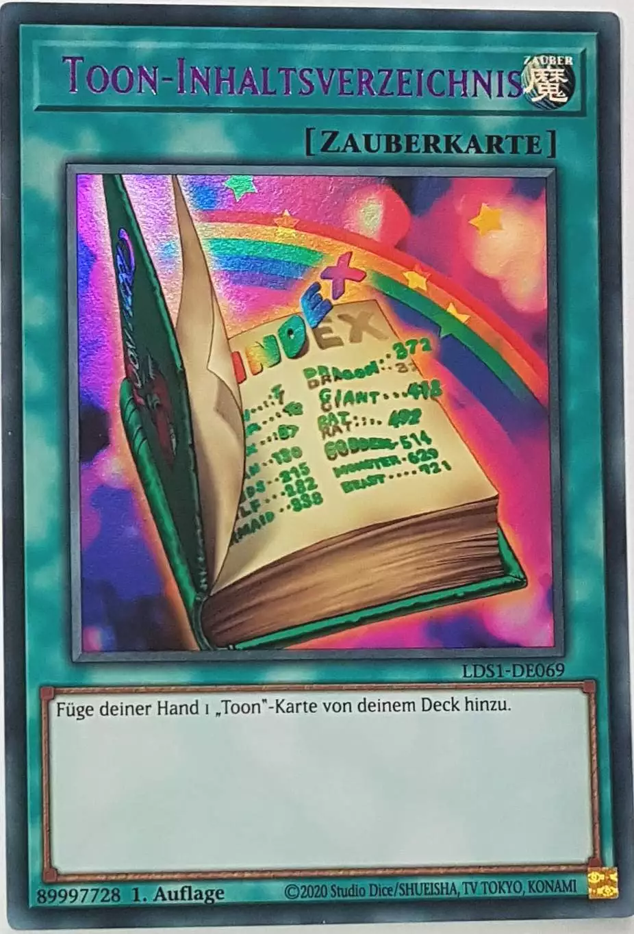 Toon-Inhaltsverzeichnis (blau) LDS1-DE069 ist in Colorful Ultra Rare Yu-Gi-Oh Karte aus Legendary Duelists: Season 1 1.Auflage