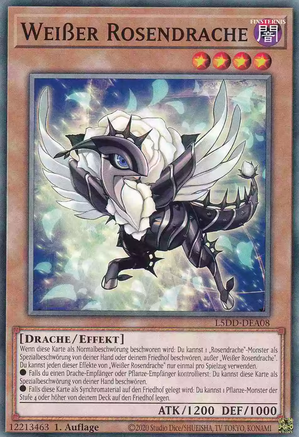 Weißer Rosendrache L5DD-DEA08 ist in Common Yu-Gi-Oh Karte aus Legendary 5D’s Decks 1.Auflage