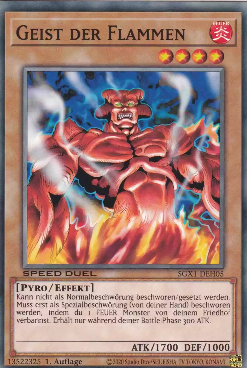 Geist der Flammen SGX1-DEH05 ist in Common Yu-Gi-Oh Karte aus Speed Duel GX Duel Academy Box 1.Auflage
