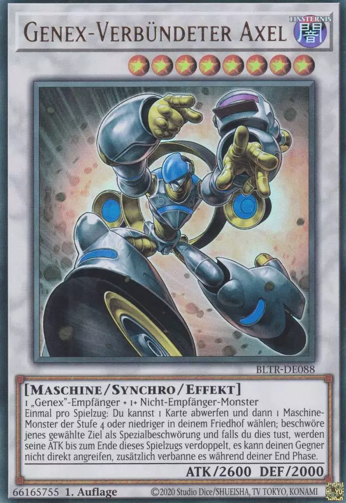 Genex-Verbündeter Axel BLTR-DE088 ist in Ultra Rare Yu-Gi-Oh Karte aus Battles of Legend Terminal Revenge 1.Auflage