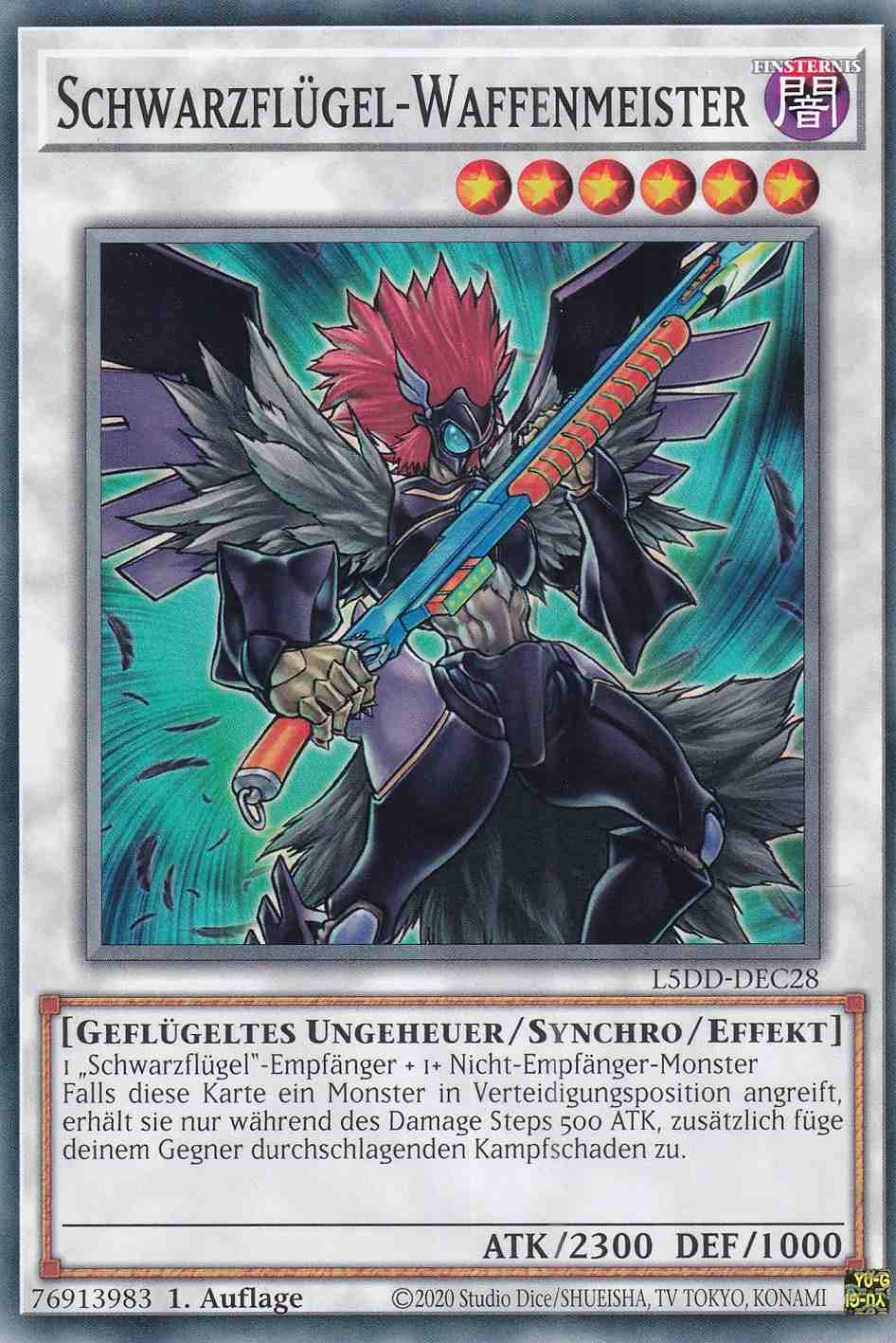 Schwarzflügel-Waffenmeister Common L5DD-DEC28 Yugioh Karte Schwarzflügel-Waffenmeister L5DD-DEC28 ist in Common Yu-Gi-Oh Karte aus Legendary 5D’s Decks 1.Auflage