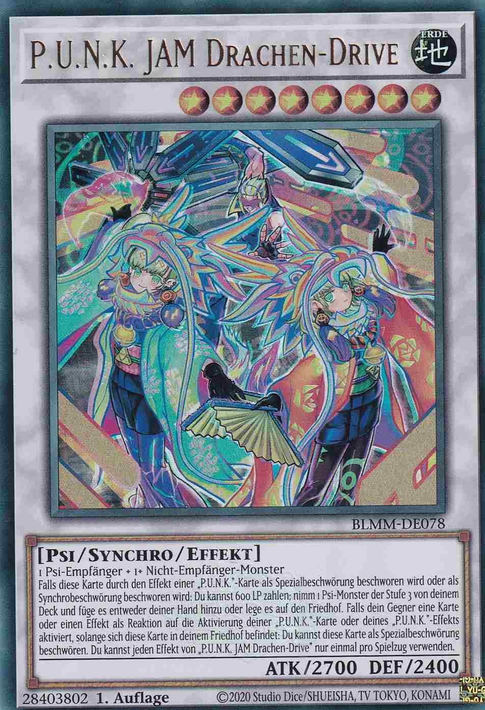 P.U.N.K. JAM Drachen-Drive BLMM-DE078 ist in Ultra Rare Yu-Gi-Oh Karte aus Battles of Legend Monster Mayhem 1.Auflage