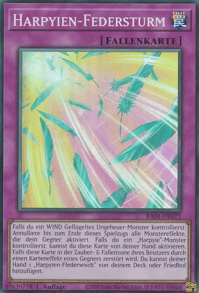 Harpyien-Federsturm RA01-DE073 ist in Super Rare Yu-Gi-Oh Karte aus 25th Anniversary Rarity Collection 1.Auflage