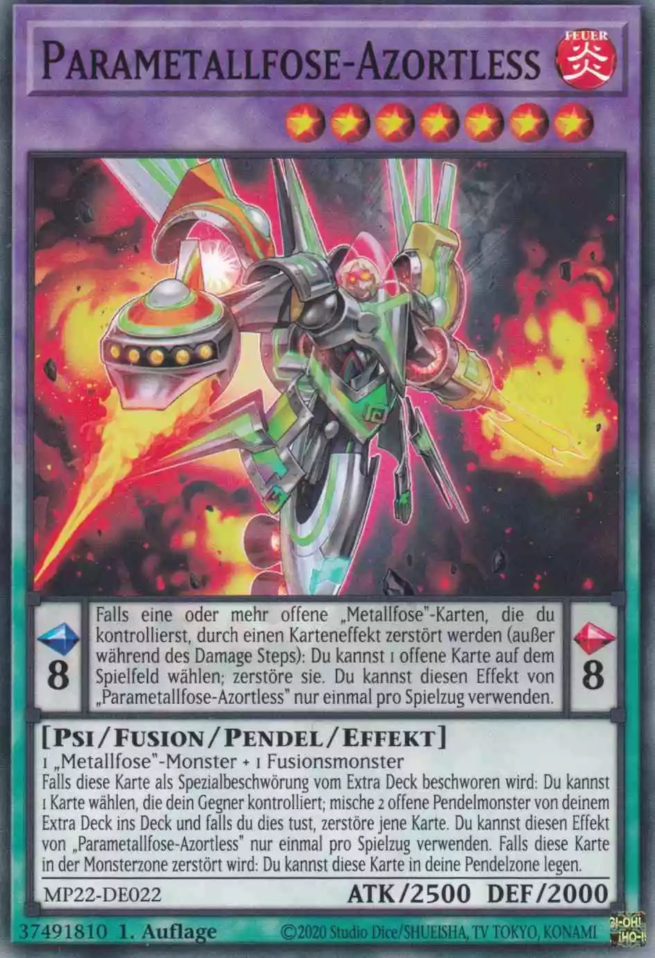 Parametallfose-Azortless MP22-DE022 ist in Common Yu-Gi-Oh Karte aus Tin of the Pharaoh’s Gods 1.Auflage