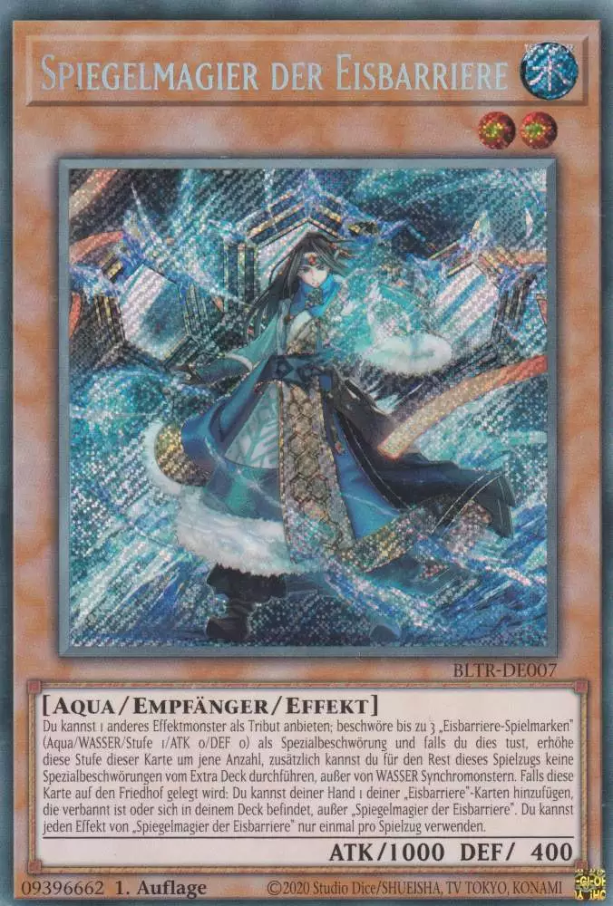 Spiegelmagier der Eisbarriere BLTR-DE007 ist in Secret Rare Yu-Gi-Oh Karte aus Battles of Legend Terminal Revenge 1.Auflage