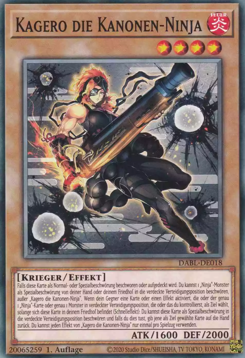 Kagero die Kanonen-Ninja DABL-DE018 ist in Common Yu-Gi-Oh Karte aus Darkwing Blast 1.Auflage