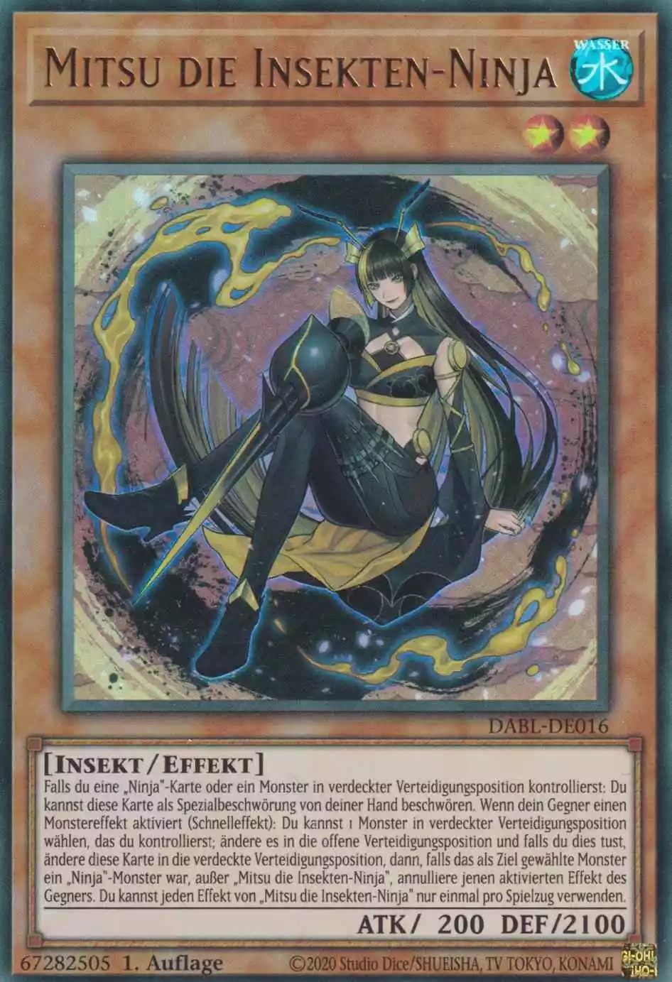 Mitsu die Insekten-Ninja DABL-DE016 ist in Ultra Rare Yu-Gi-Oh Karte aus Darkwing Blast 1.Auflage