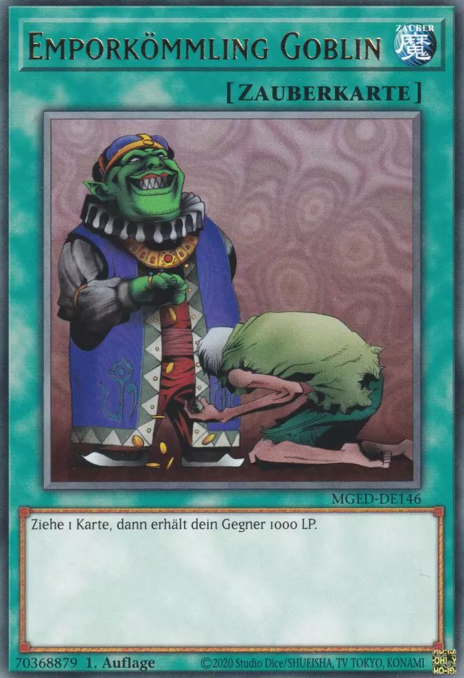 Emporkömmling Goblin MGED-DE146 ist in Rare Yu-Gi-Oh Karte aus Maximum Gold El Dorado 1.Auflage