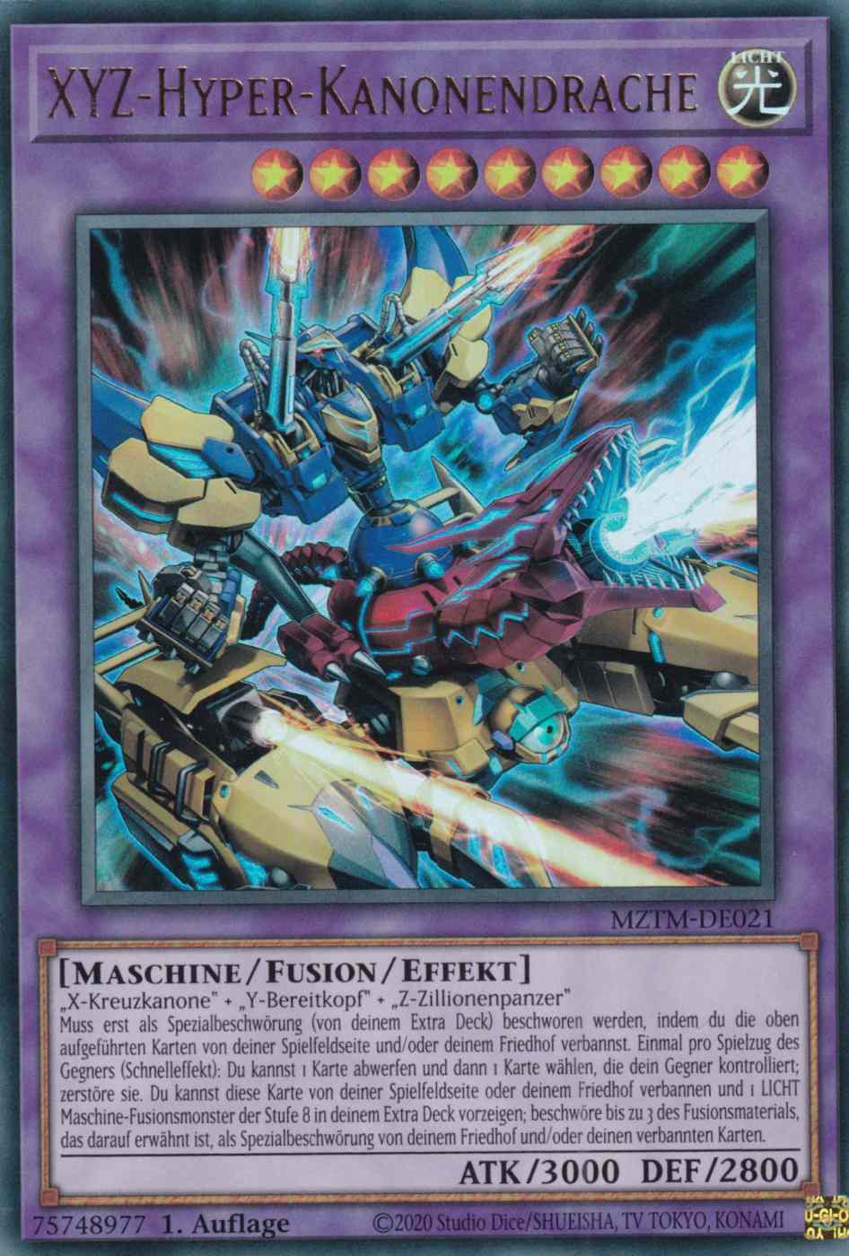 XYZ-Hyper-Kanonendrache MZTM-DE021 ist in Ultra Rare Yu-Gi-Oh Karte aus Maze of the Master 1.Auflage