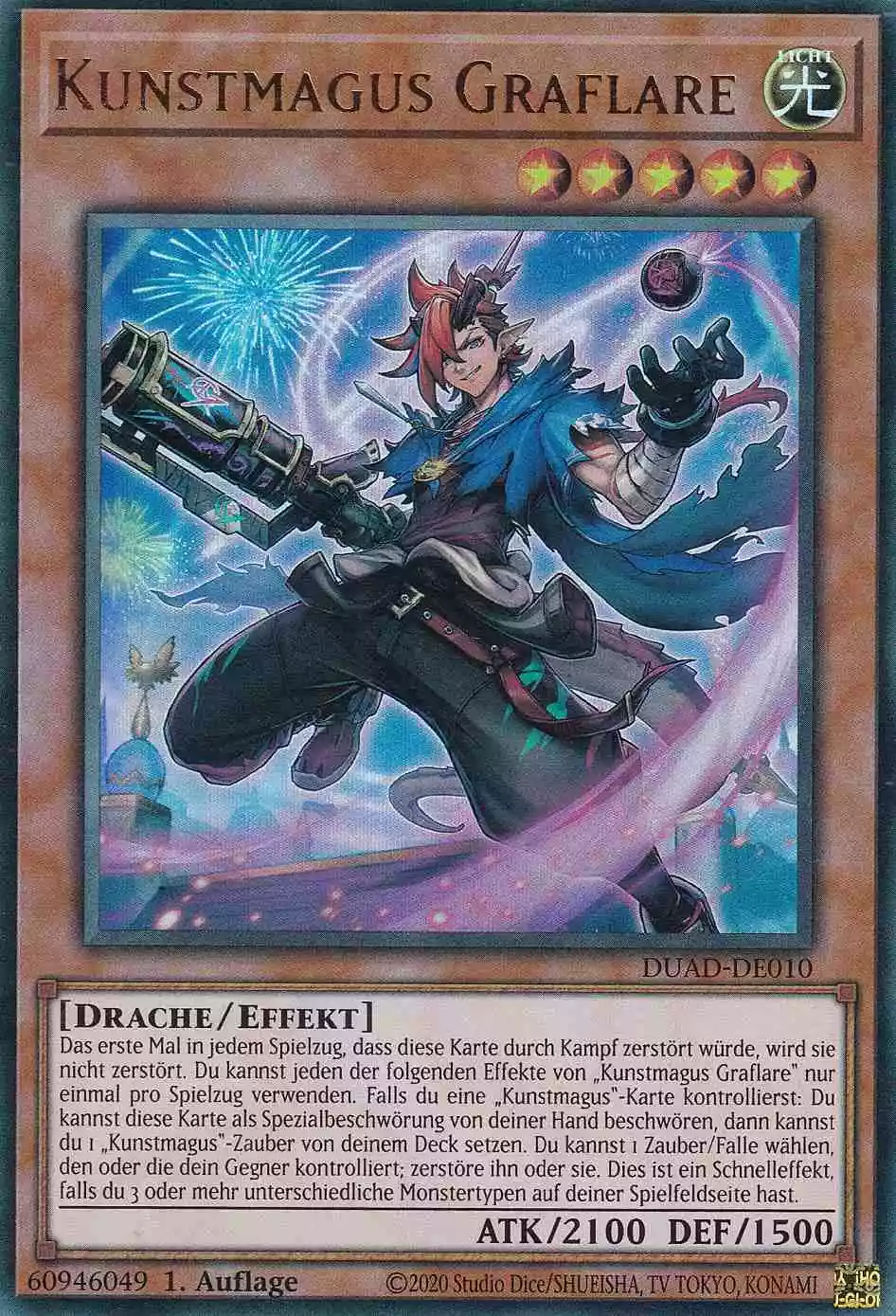 Kunstmagus Graflare Ultra Rare DUAD-DE010 Yugioh Karte Kunstmagus Graflare DUAD-DE010 ist in Ultra Rare Yu-Gi-Oh Karte aus Duelist’s Advance 1.Auflage