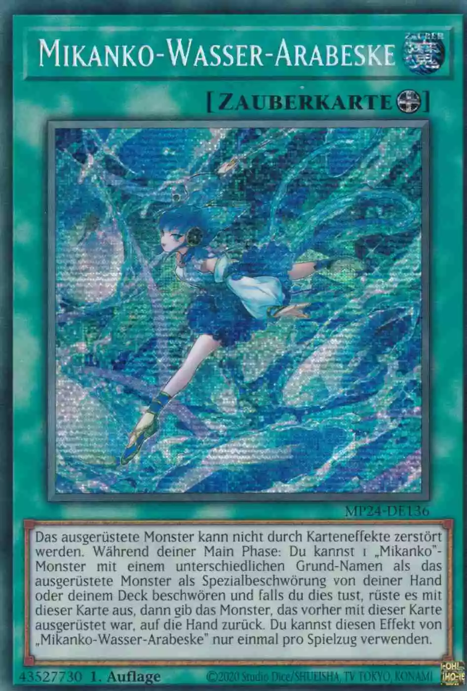 Mikanko-Wasser-Arabeske MP24-DE136 ist in Prismatic Secret Rare Yu-Gi-Oh Karte aus 25th Anniversary Tin Dueling Mirrors 1.Auflage