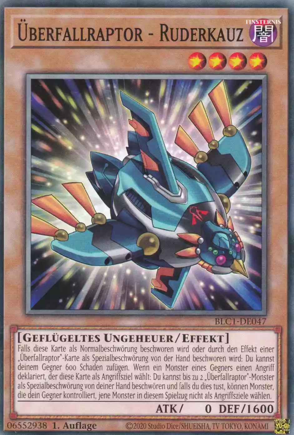 Überfallraptor - Ruderkauz BLC1-DE047 ist in Common Yu-Gi-Oh Karte aus Battles of Legend Chapter 1 1.Auflage