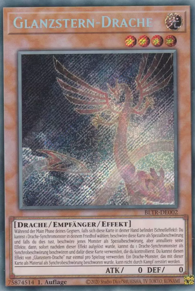 Glanzstern-Drache BLTR-DE002 ist in Secret Rare Yu-Gi-Oh Karte aus Battles of Legend Terminal Revenge 1.Auflage