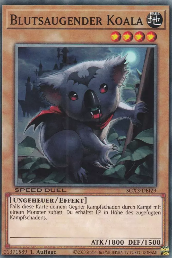 Blutsaugender Koala SGX3-DEI29 ist in Common Yu-Gi-Oh Karte aus Speed Duel GX: Duelists of Shadows 1.Auflage