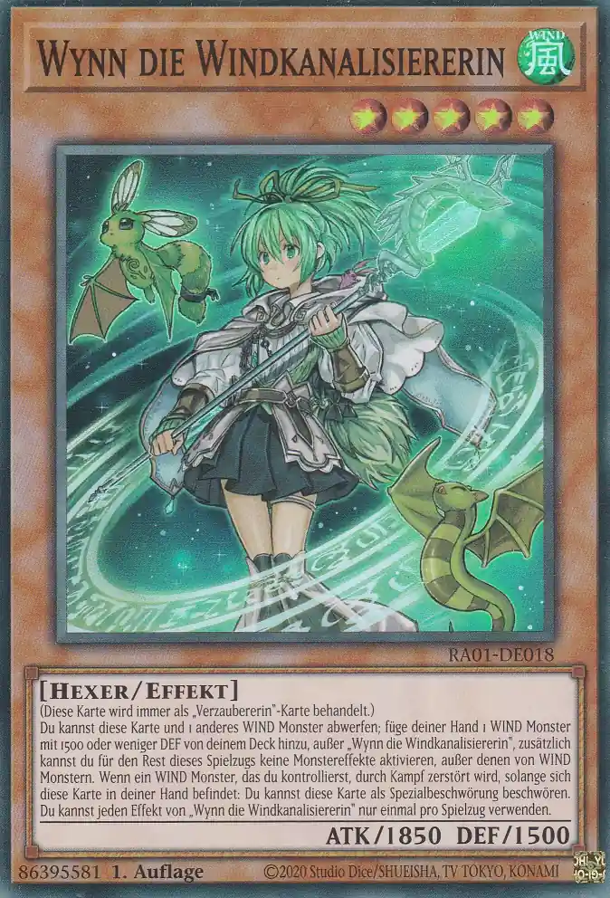 Wynn die Windkanalisiererin RA01-DE018 ist in Super Rare Yu-Gi-Oh Karte aus 25th Anniversary Rarity Collection 1.Auflage