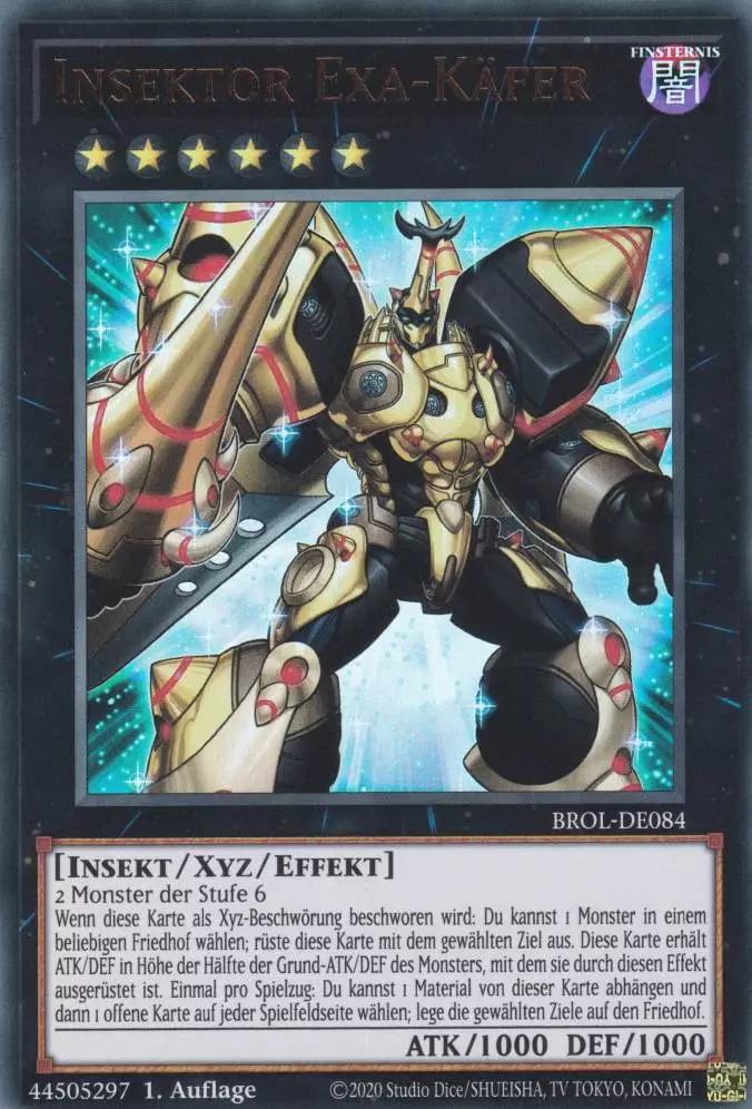 Insektor Exa-Käfer BROL-DE084 ist in Ultra Rare Yu-Gi-Oh Karte aus Brothers of Legend 1.Auflage