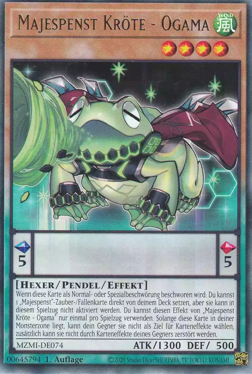 Majespenst Kröte - Ogama MZMI-DE074 ist in Rare Yu-Gi-Oh Karte aus Maze of Millennia 1.Auflage