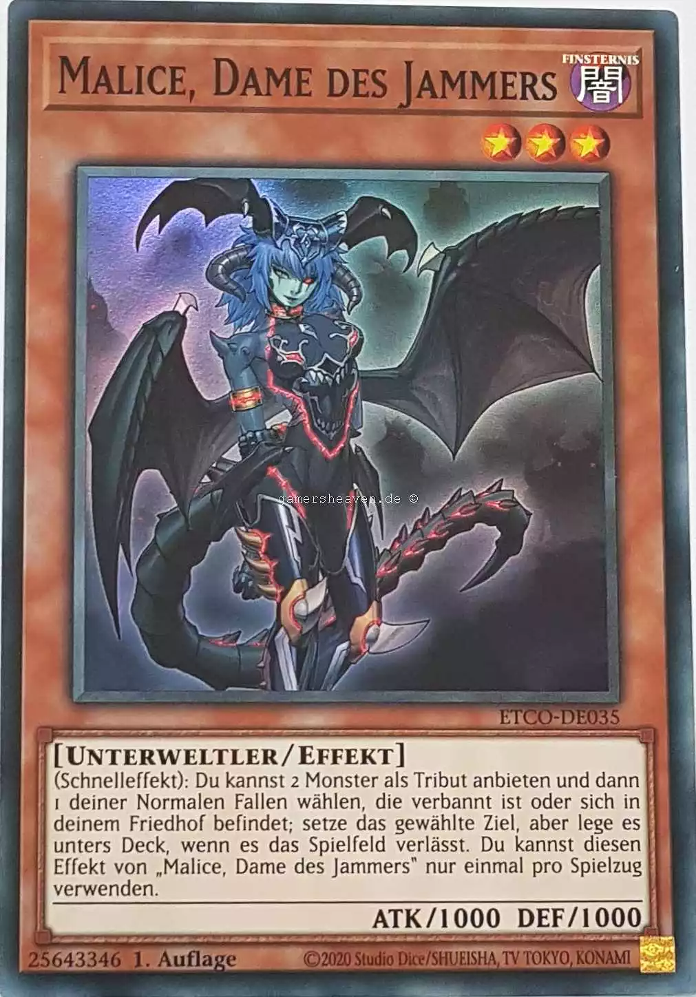 Malice, Dame des Jammers ETCO-DE035 ist in Super Rare Yu-Gi-Oh Karte aus Eternity Code 1.Auflage