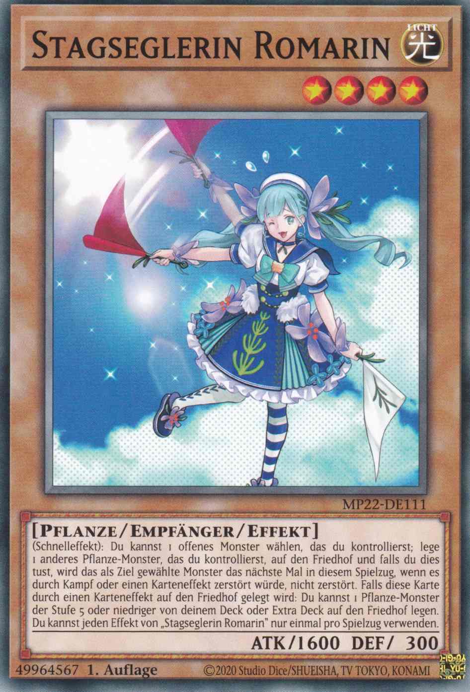 Stagseglerin Romarin MP22-DE111 ist in Common Yu-Gi-Oh Karte aus Tin of the Pharaoh’s Gods 1.Auflage