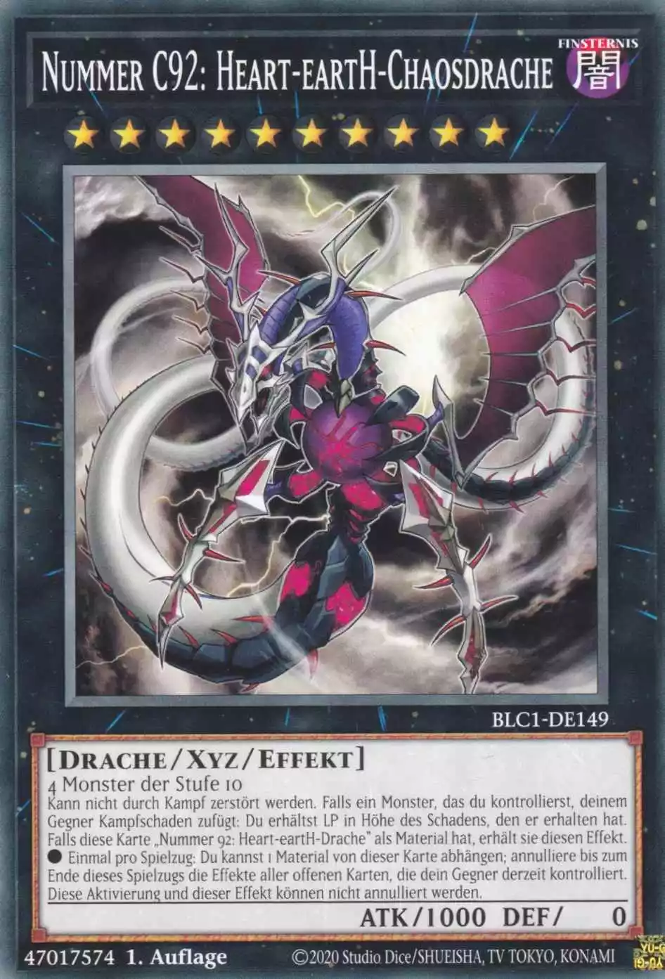 Nummer C92: Heart-eartH-Chaosdrache BLC1-DE149 ist in Common Yu-Gi-Oh Karte aus Battles of Legend Chapter 1 1.Auflage