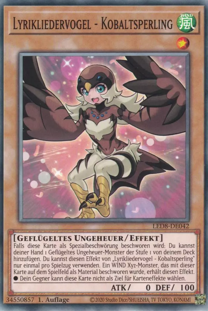 Lyrikliedervogel - Kobaltsperling LED8-DE042 ist in Common Yu-Gi-Oh Karte aus Legendary Duelists Synchro Storm 1.Auflage