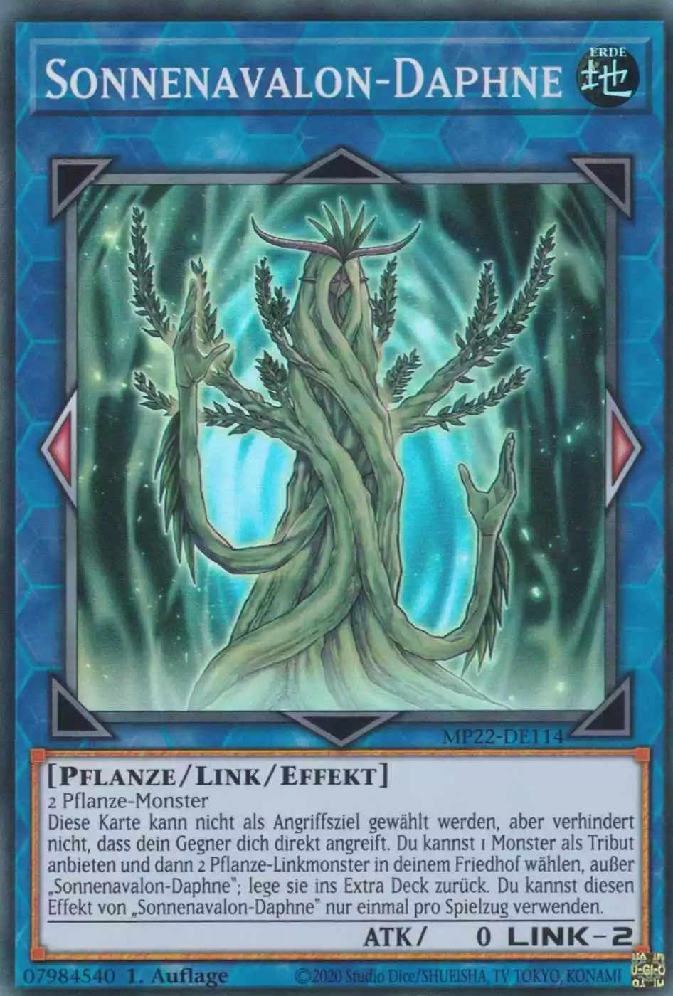 Sonnenavalon-Daphne MP22-DE114 ist in Super Rare Yu-Gi-Oh Karte aus Tin of the Pharaoh’s Gods 1.Auflage