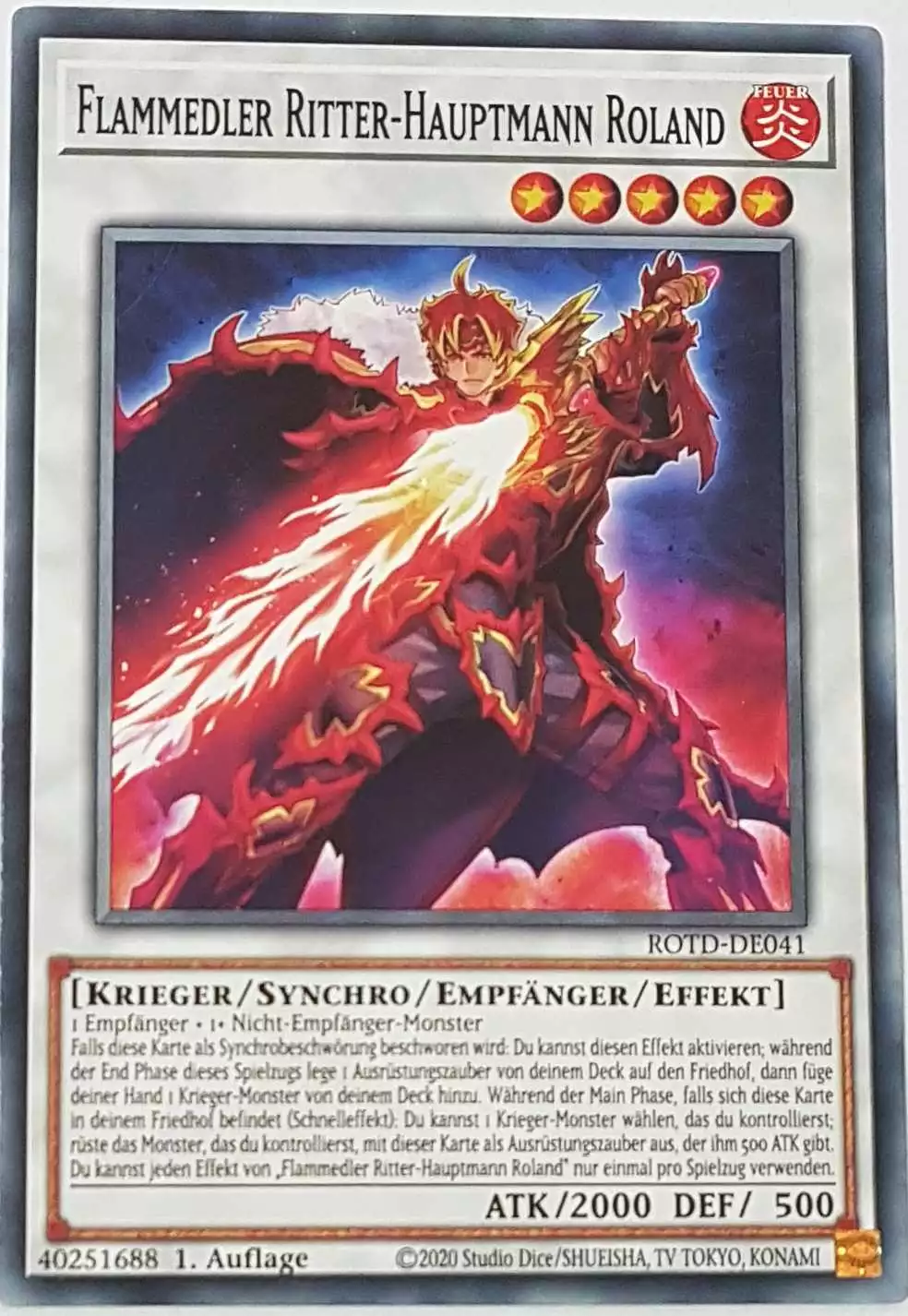 Flammedler Ritter-Hauptmann Roland ROTD-DE041 ist in Common Yu-Gi-Oh Karte aus Rise of the Duelist 1.Auflage