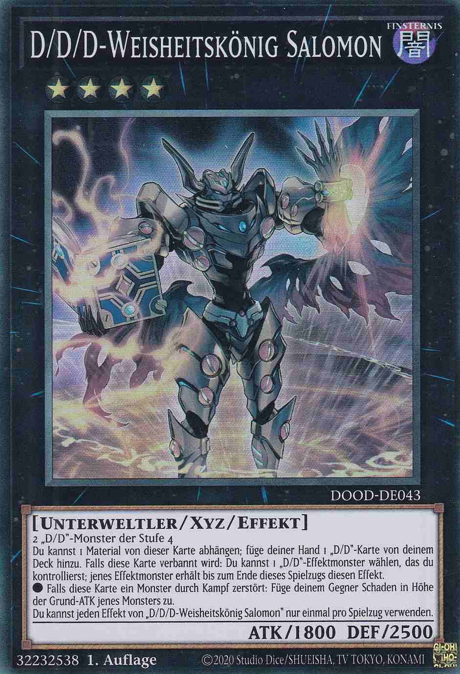 D/D/D-Weisheitskönig Salomon DOOD-DE043 ist in Super Rare Yu-Gi-Oh Karte aus Doom of Dimensions 1.Auflage