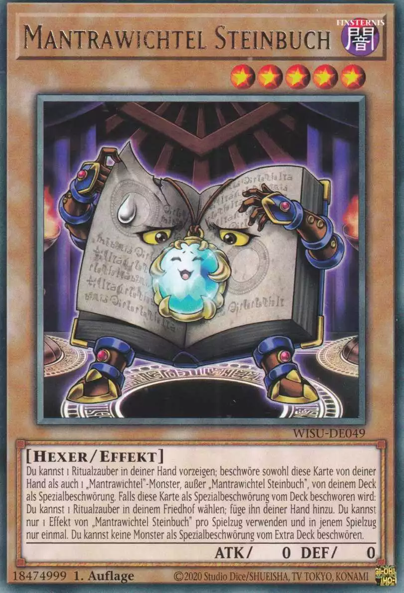 Mantrawichtel Steinbuch WISU-DE049 ist in Rare Yu-Gi-Oh Karte aus Wild Survivors 1.Auflage