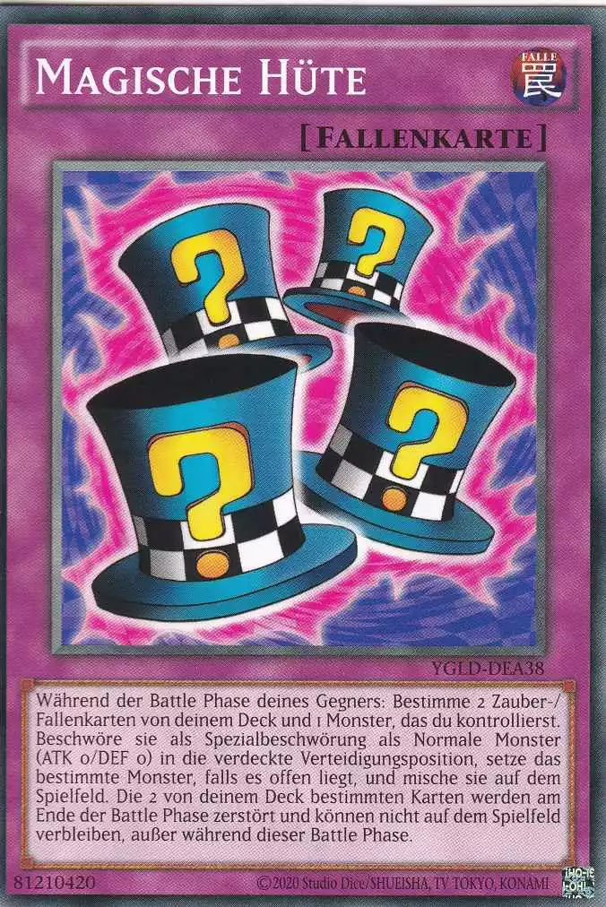 Magische Hüte YGLD-DEA38 ist in Common Yu-Gi-Oh Karte aus Yugis Legendary Decks - King of Games unlimitiert