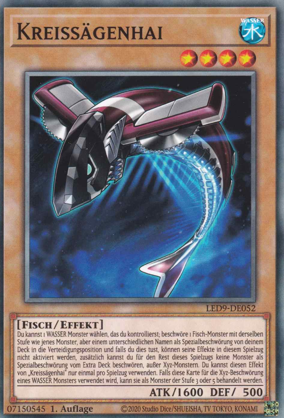 Kreissägenhai LED9-DE052 ist in Common Yu-Gi-Oh Karte aus Legendary Duelists Duels from the Deep 1.Auflage