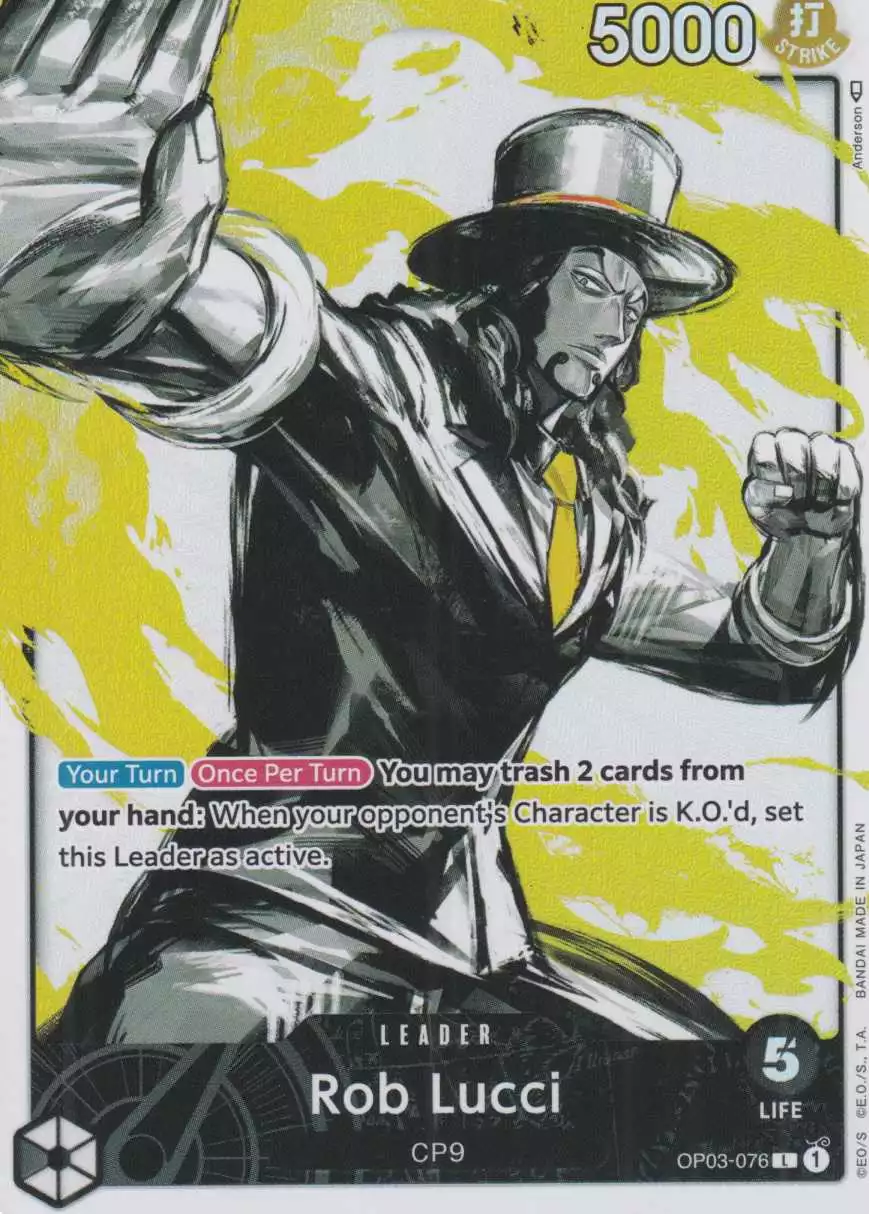 op03-076-a-rob-lucci-parallel-leader-pillars-of-strength-op-03 Rob Lucci (Parallel) OP03-076 ist in Leader. Die One Piece Karte ist aus Pillars of Strength OP-03 in Parallel Alternative Art.