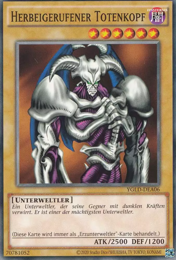 Herbeigerufener Totenkopf YGLD-DEA06 ist in Common Yu-Gi-Oh Karte aus Yugis Legendary Decks - King of Games unlimitiert