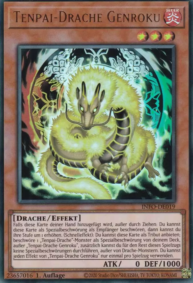 Tenpai-Drache Genroku INFO-DE019 ist in Ultra Rare Yu-Gi-Oh Karte aus The Infinite Forbidden 1.Auflage