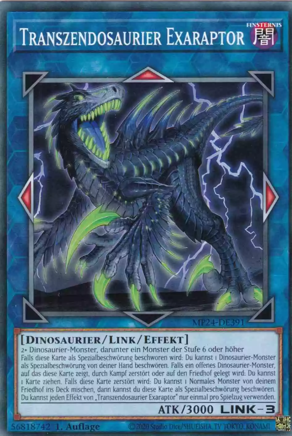 Transzendosaurier Exaraptor MP24-DE391 ist in Common Yu-Gi-Oh Karte aus 25th Anniversary Tin Dueling Mirrors 1.Auflage