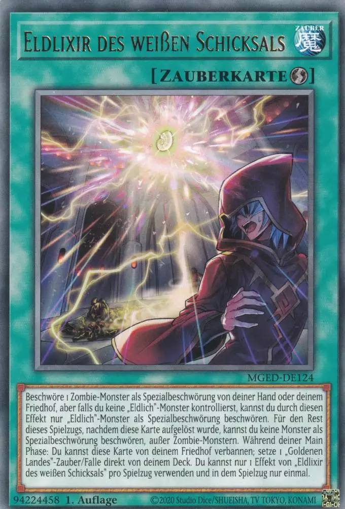 Eldlixir des weißen Schicksals MGED-DE124 ist in Rare Yu-Gi-Oh Karte aus Maximum Gold El Dorado 1.Auflage