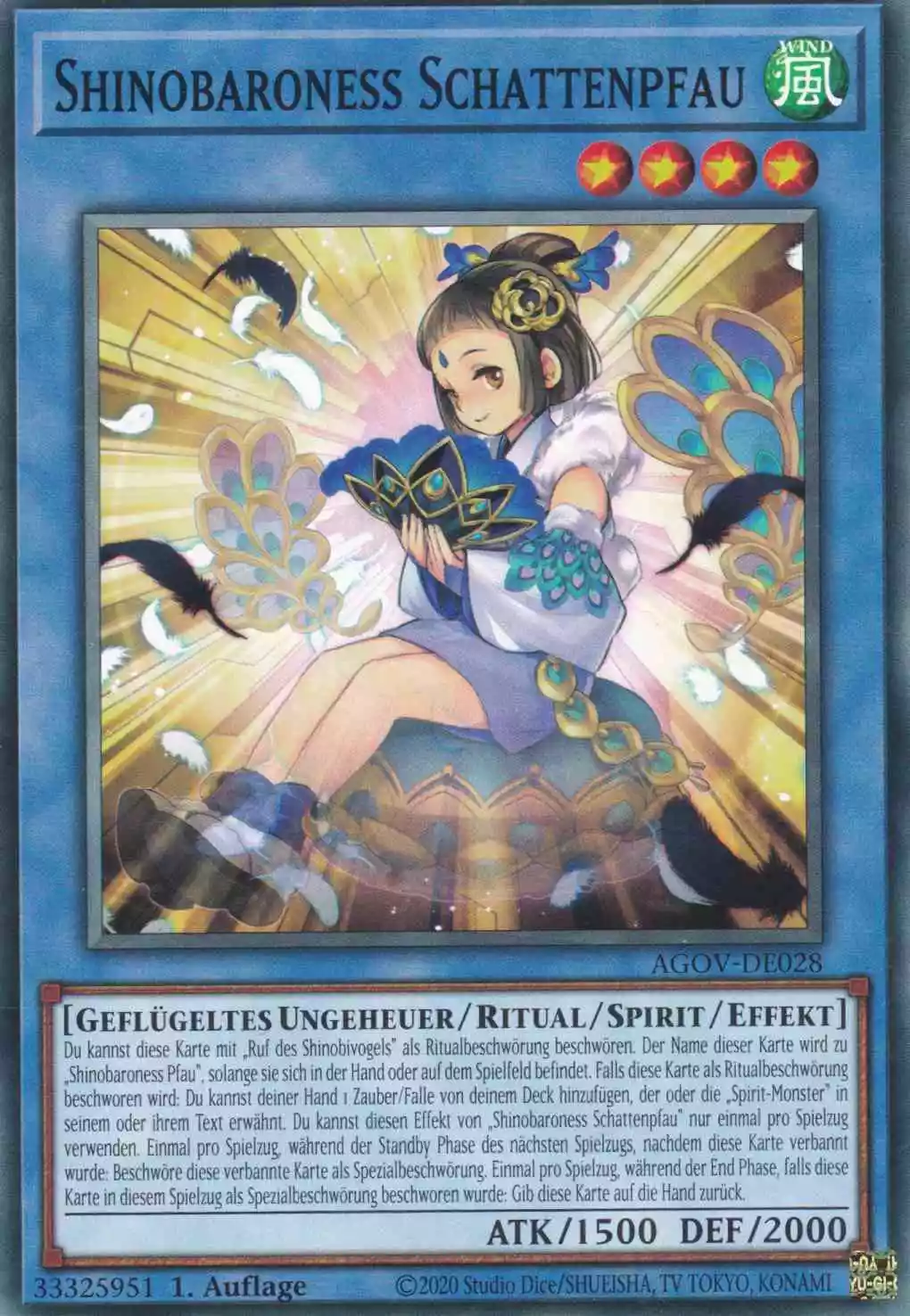 Shinobaroness Schattenpfau AGOV-DE028 ist in Common Yu-Gi-Oh Karte aus Age of Overlord 1.Auflage