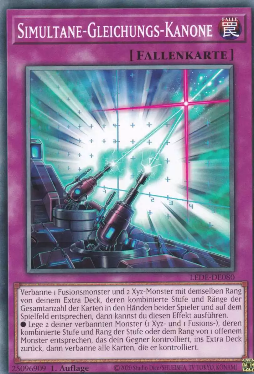 Simultane-Gleichungs-Kanone LEDE-DE080 ist in Common Yu-Gi-Oh Karte aus Legacy Of Destruction 1.Auflage