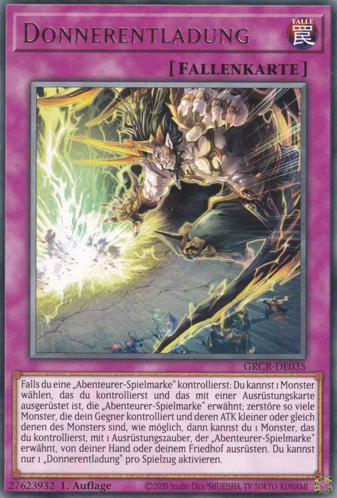 Donnerentladung GRCR-DE035 ist in Rare Yu-Gi-Oh Karte aus The Grand Creators 1.Auflage