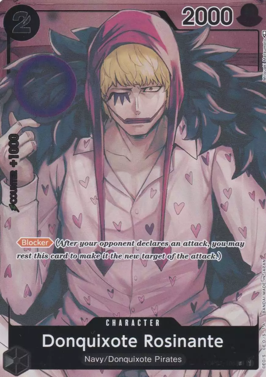 op02-108-a-donquixote-rosinante-parallel-common-paramount-war-op-02 Donquixote Rosinante (Parallel) OP02-108 ist in Common. Die One Piece Karte ist aus Paramount War OP-02 in Parallel Alternative Art.