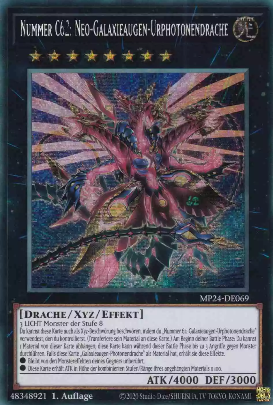 Nummer C62: Neo-Galaxieaugen-Urphotonendrache MP24-DE069 ist in Prismatic Secret Rare Yu-Gi-Oh Karte aus 25th Anniversary Tin Dueling Mirrors 1.Auflage
