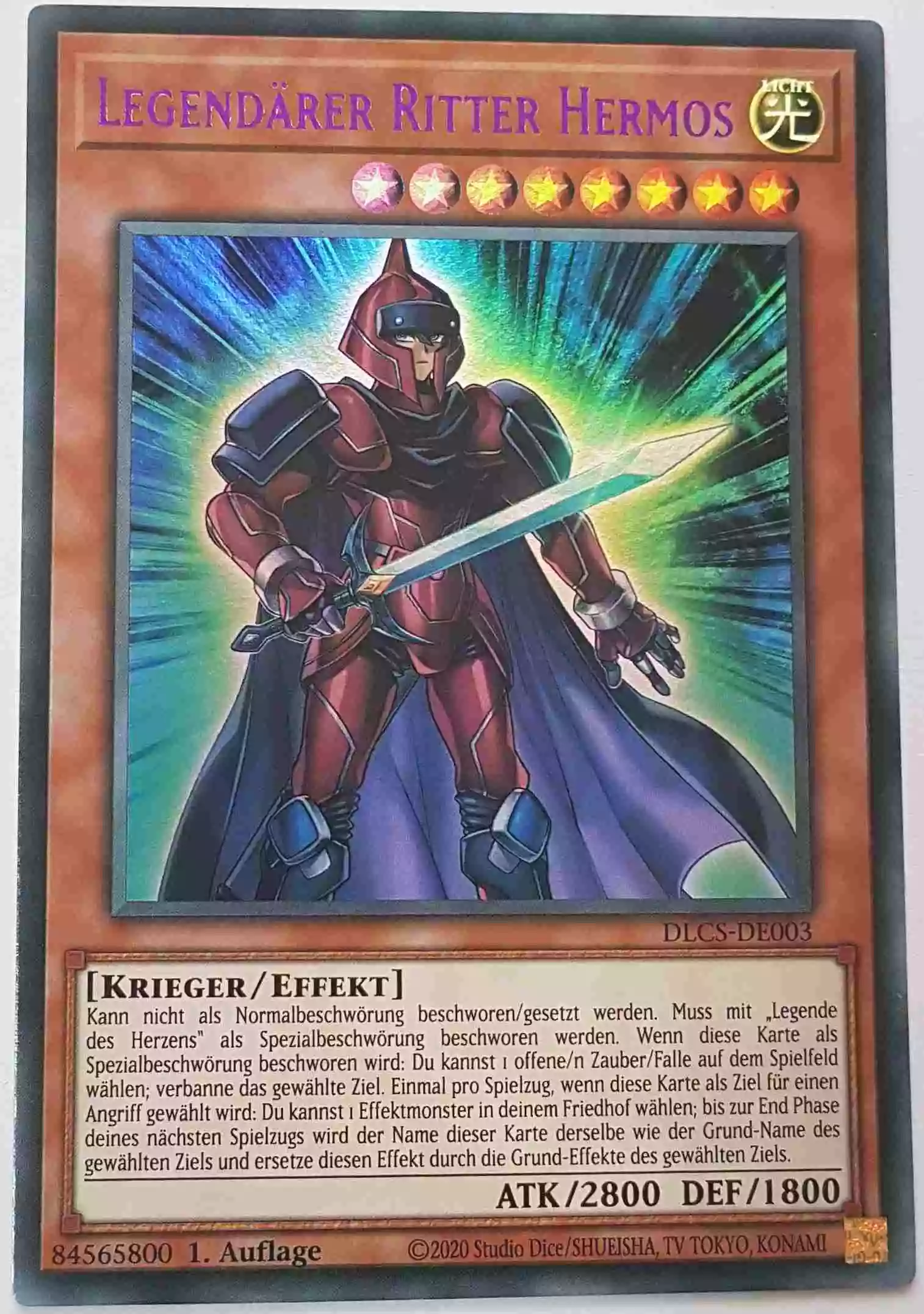 Legendärer Ritter Hermos (lila) DLCS-DE003-L ist in Colorful Ultra Rare Yu-Gi-Oh Karte aus Dragons of Legend The Complete Series 1.Auflage