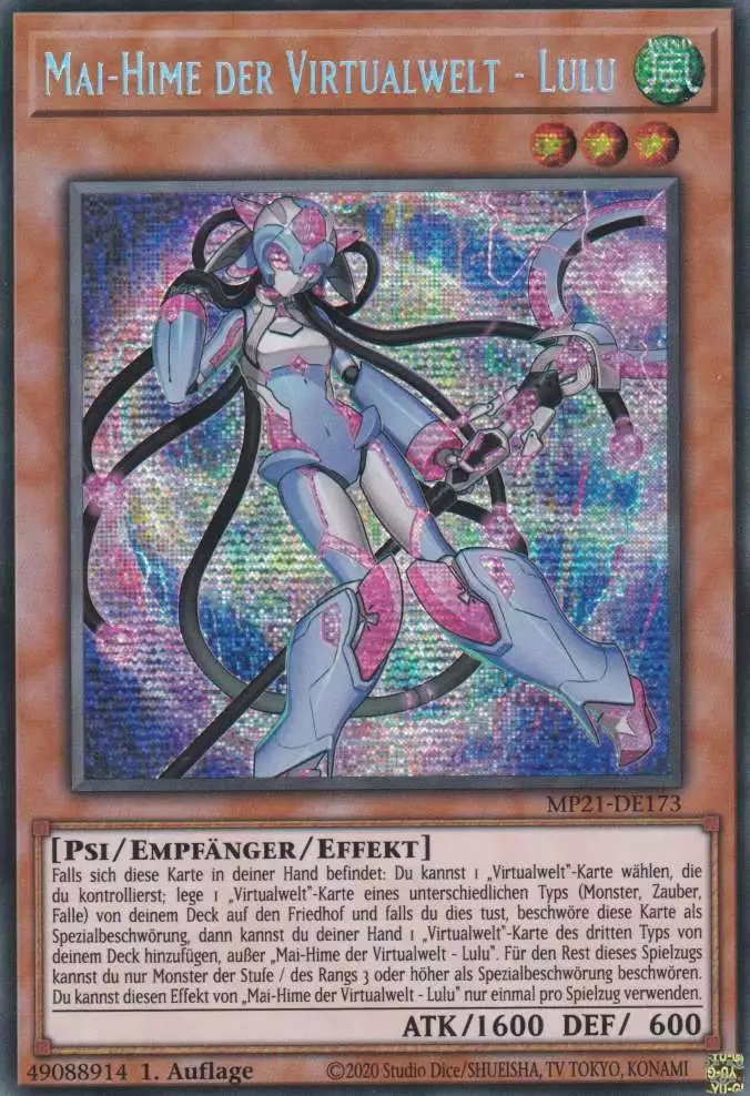 Mai-Hime der Virtualwelt - Lulu MP21-DE173 ist in Prismatic Secret Rare Yu-Gi-Oh Karte aus Tin of Ancient Battles 1.Auflage