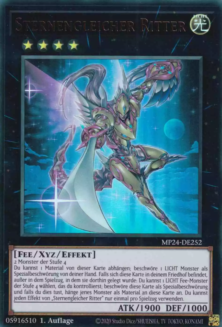Sternengleicher Ritter Ultra Rare MP24-DE252 Yugioh Karte Sternengleicher Ritter MP24-DE252 ist in Ultra Rare Yu-Gi-Oh Karte aus 25th Anniversary Tin Dueling Mirrors 1.Auflage