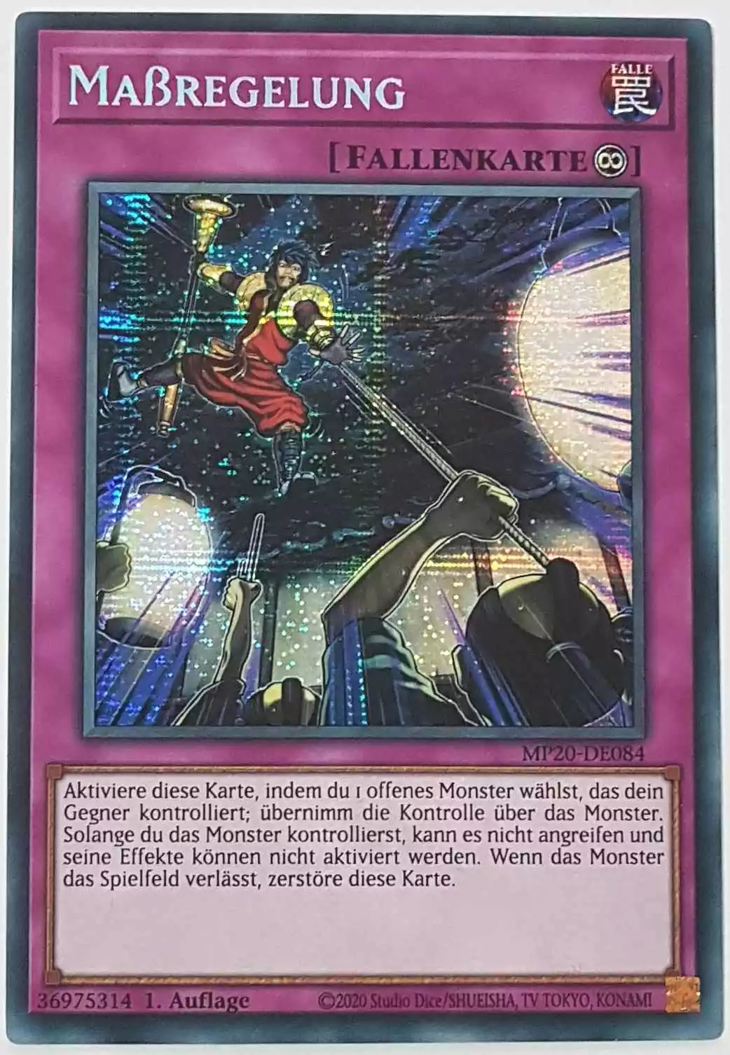 Maßregelung MP20-DE084 ist in Prismatic Secret Rare Yu-Gi-Oh Karte aus 2020 Tin of Lost Memories 1.Auflage