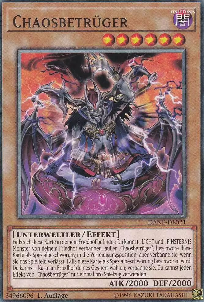Chaosbetrüger DANE-DE021 ist in Rare Yu-Gi-Oh Karte aus Dark Neostorm 1.Auflage