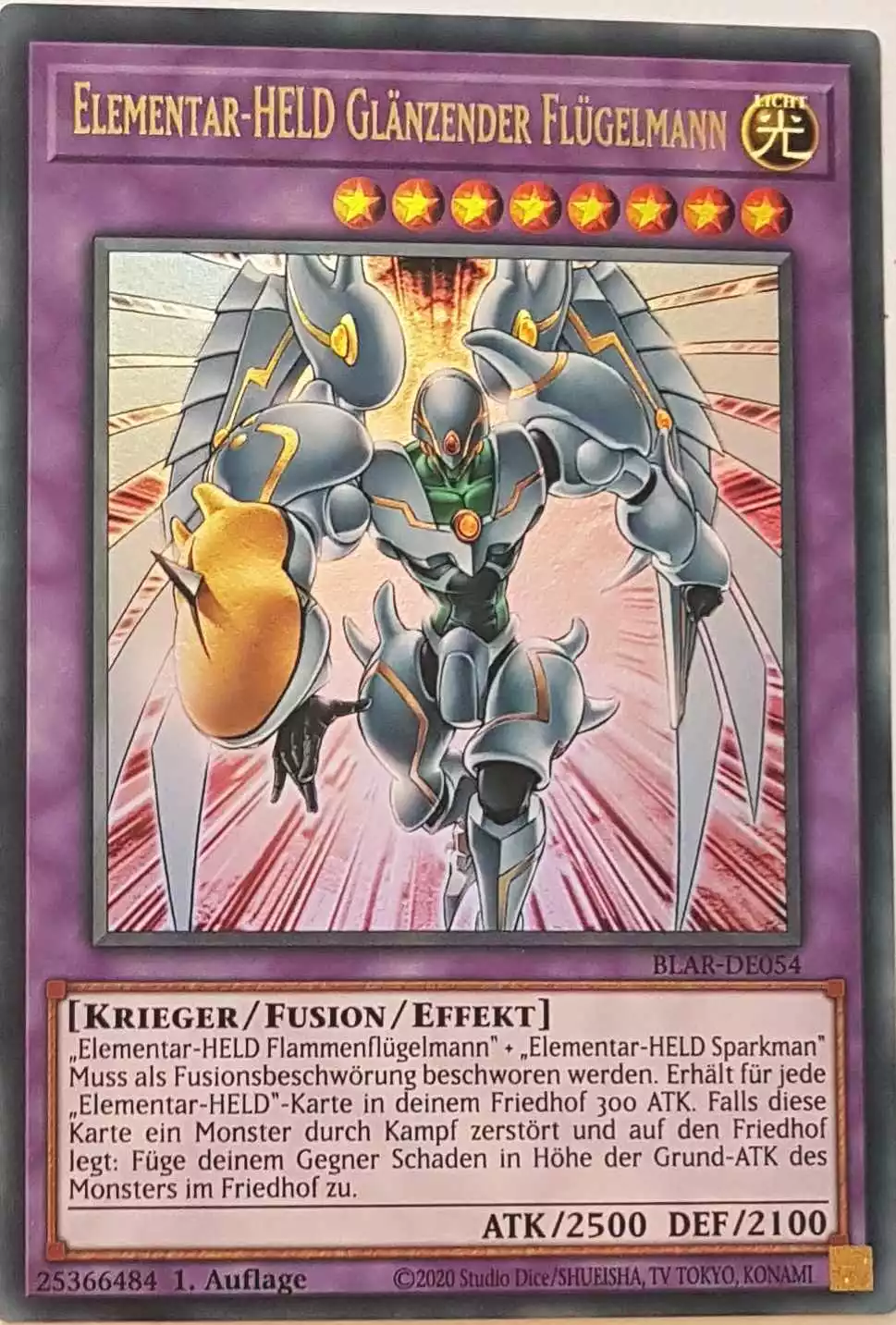 Elementar-HELD Glänzender Flügelmann BLAR-DE054 ist in Ultra Rare Yu-Gi-Oh Karte aus Battles of Legend: Armageddon 1.Auflage